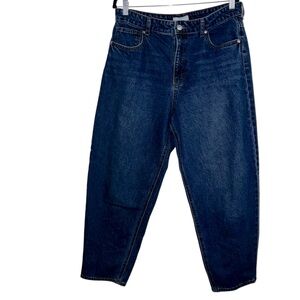 H&M Dark Blue High-Waist Jeans Women’s Size 14 | Tapered Ankle | 100% Cotton